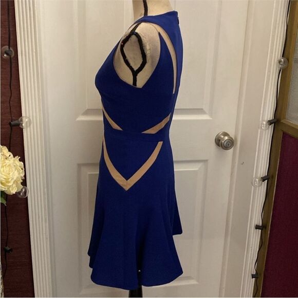 BCBGMaxAzria Cobalt Blue cutout/mesh Mini Dress, US4 - Picture 8 of 12